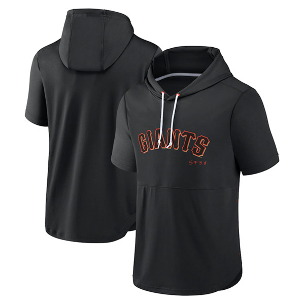 Men's San Francisco Giants Black Sideline Training Hooded Performance T-Shirt - Click Image to Close